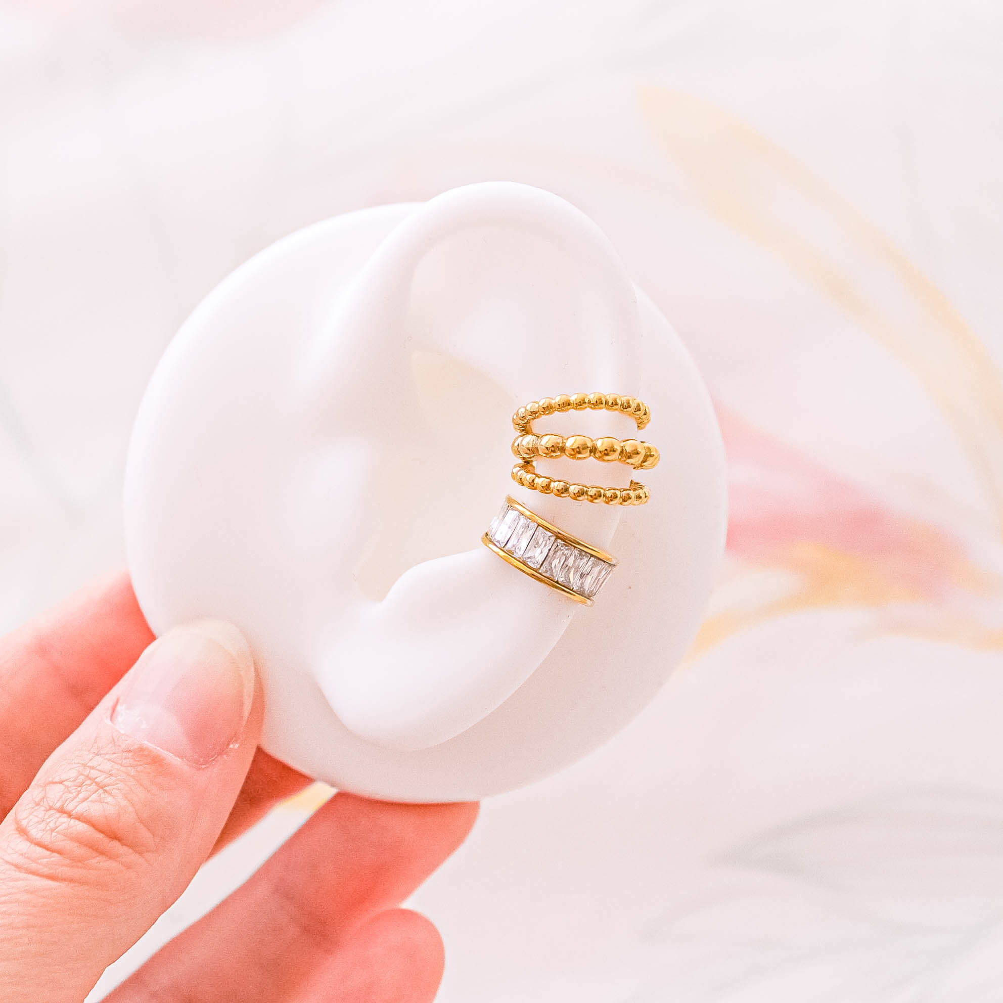 Ear cuff náušnice z ocele, zlatá